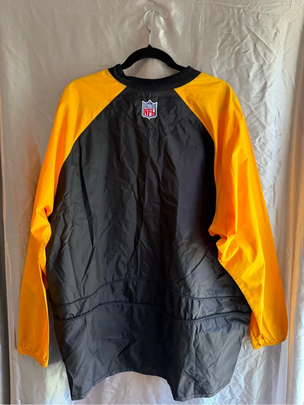 Vintage Nike Men’s Black and Yellow Pullover Wind Jacket Steelers Patch Size XL